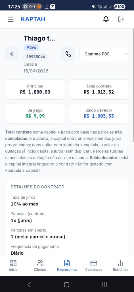 KAPTAH — Detalhe do contrato com saldos